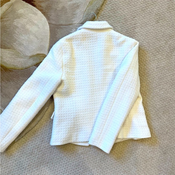 Zara White Tweed / Textured Blazer | size Large - Picture 2 of 4